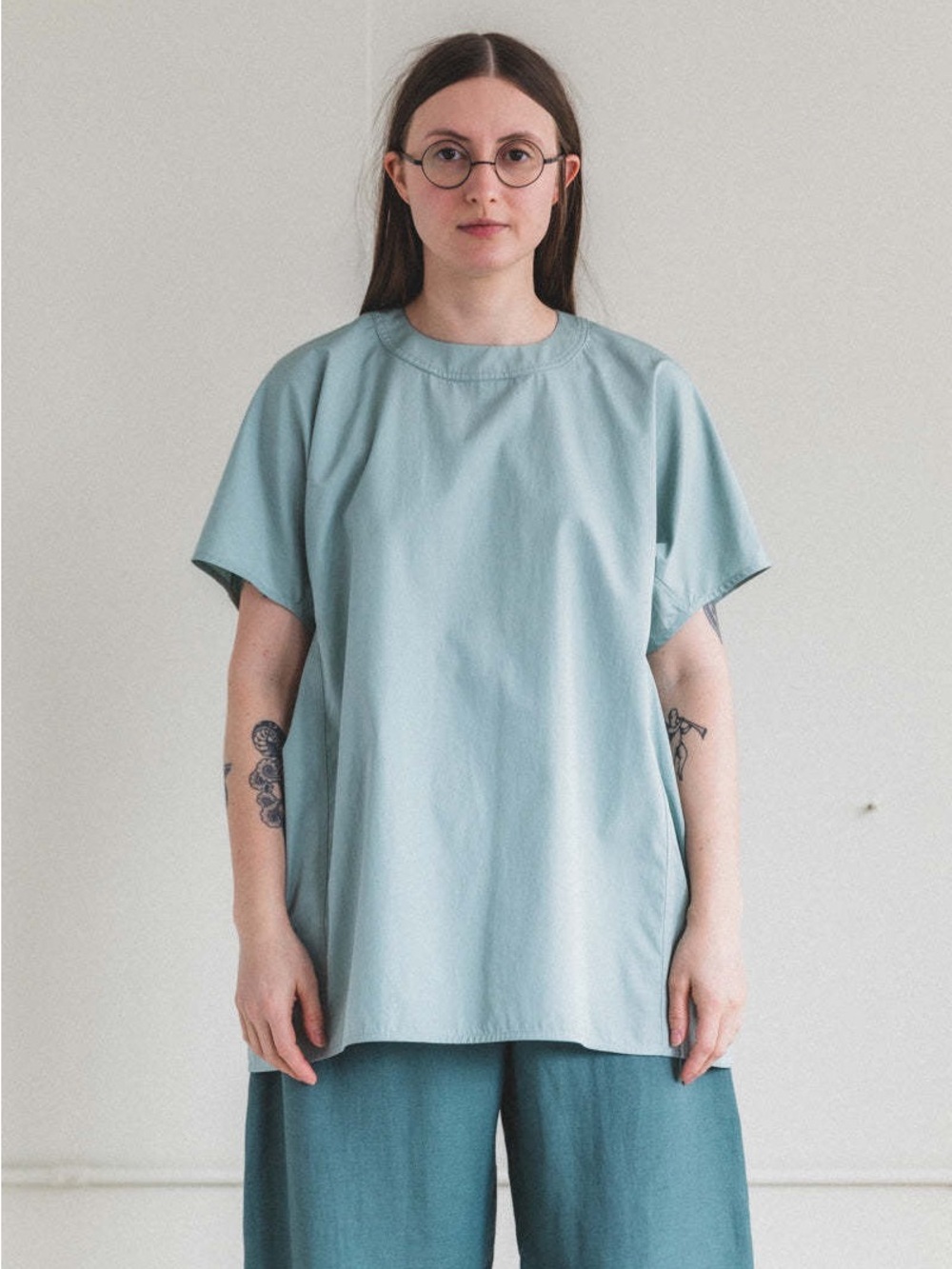 NWT Studio Nicholson Kerala Oversized Woven Tee in Glacier - Size US 8